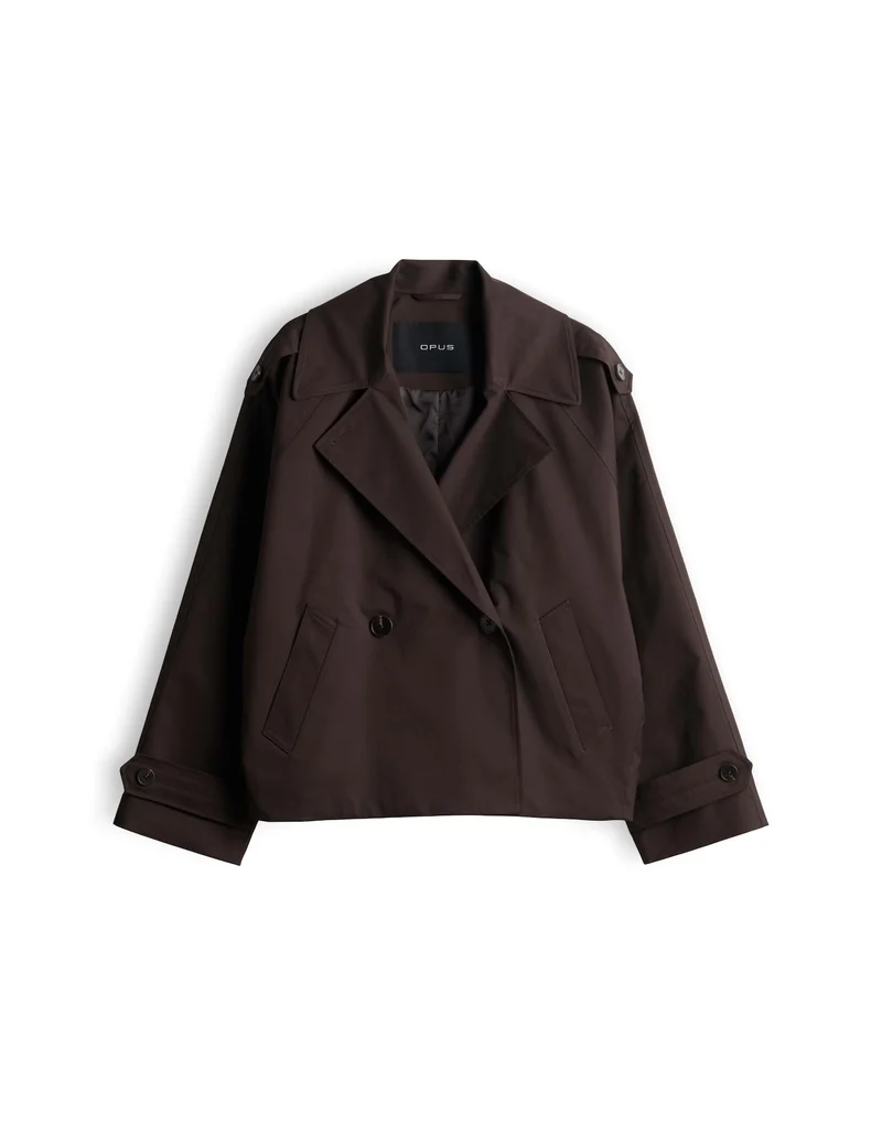 HAWENI Kurze Trenchjacke mit doppelreihiger Knopfleiste