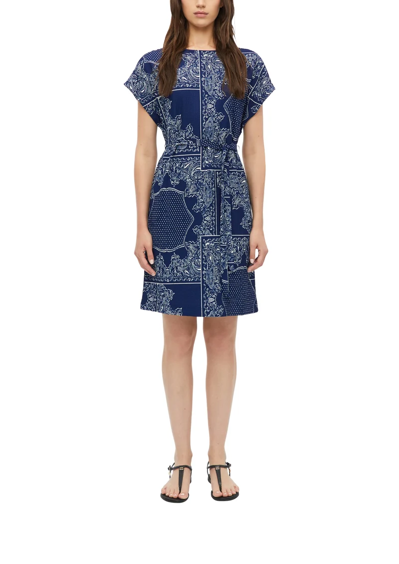 s.Oliver Jerseykleid mit Bindegürtel und Rundhalsausschnitt