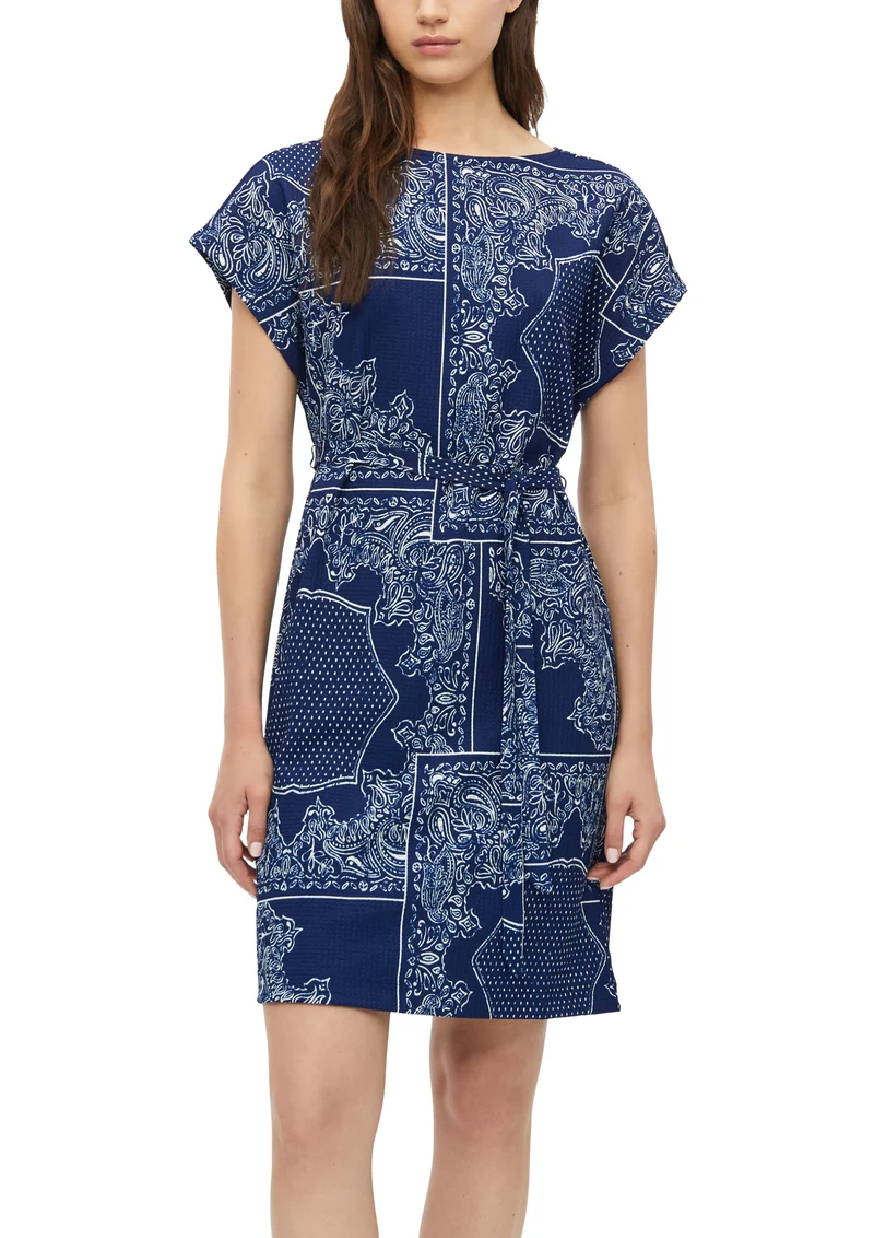 s.Oliver Jerseykleid mit Bindegürtel und Rundhalsausschnitt