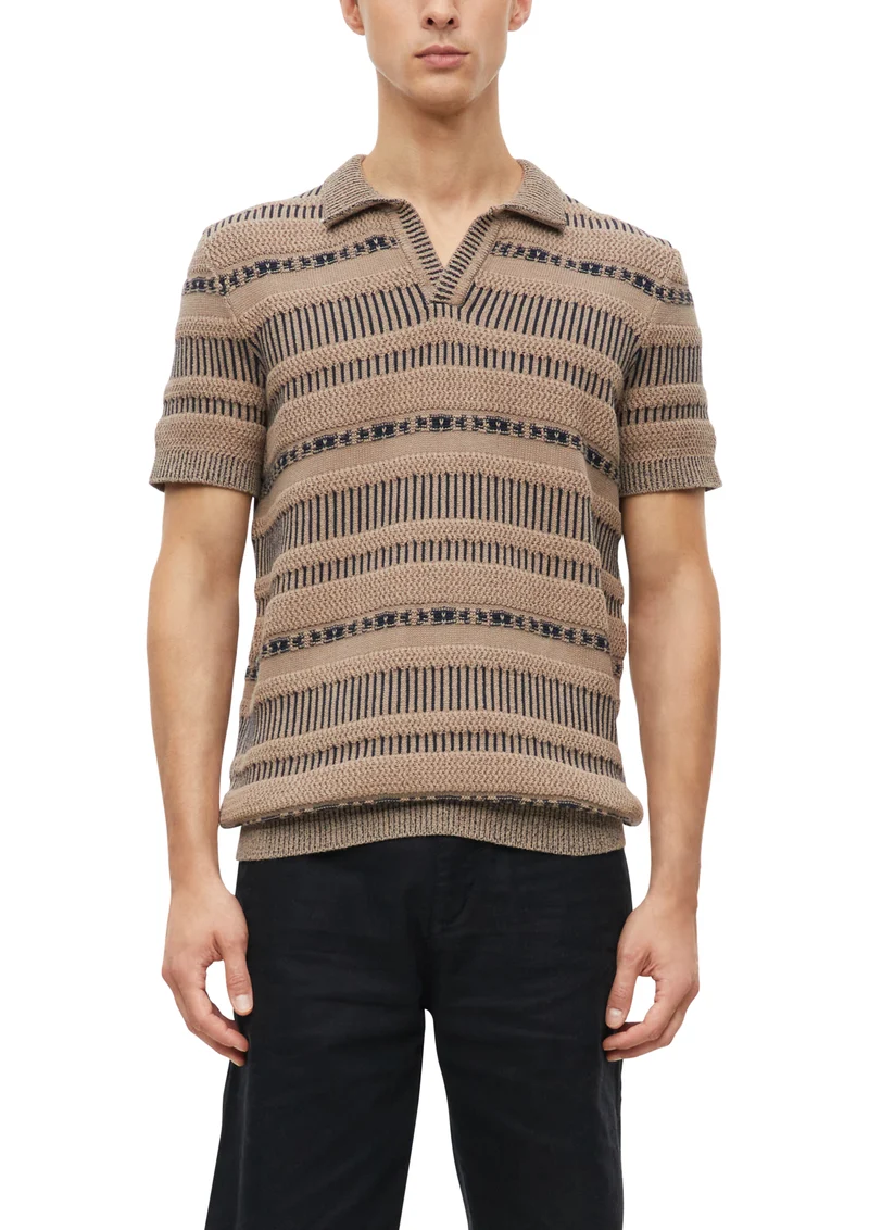 s.Oliver Strickpolo mit Jacquard-Ringeln und Polokragen
