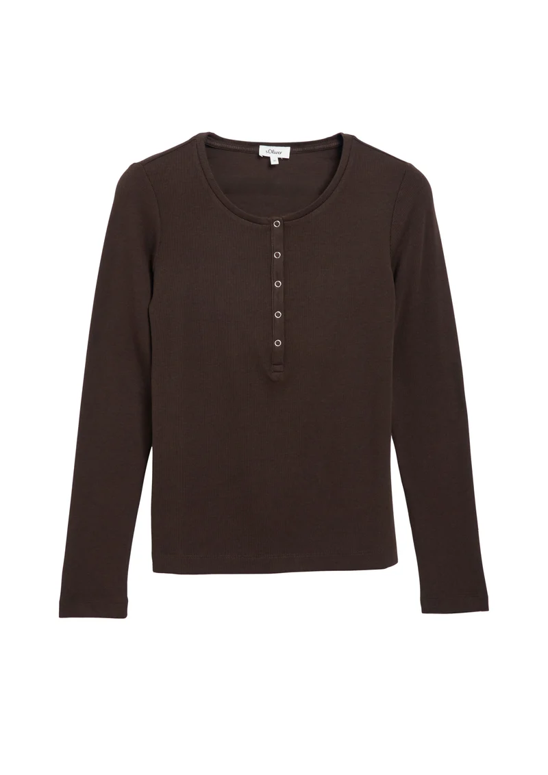 s. Oliver Langarmshirt aus Rippjersey mit Druckknopfleiste
