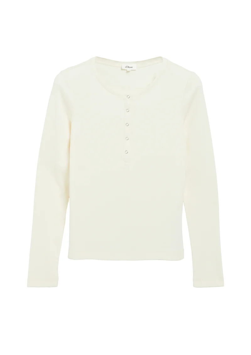 s. Oliver Langarmshirt aus Rippjersey mit Druckknopfleiste