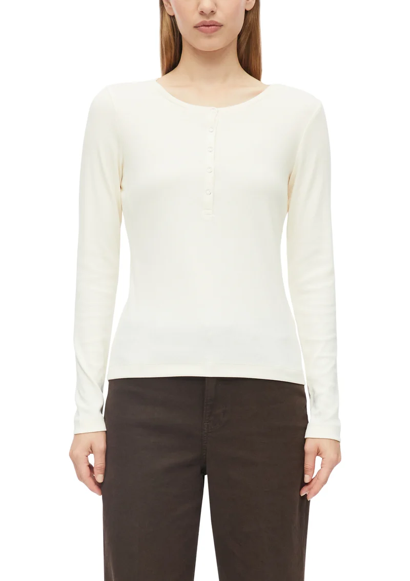 s. Oliver Langarmshirt aus Rippjersey mit Druckknopfleiste
