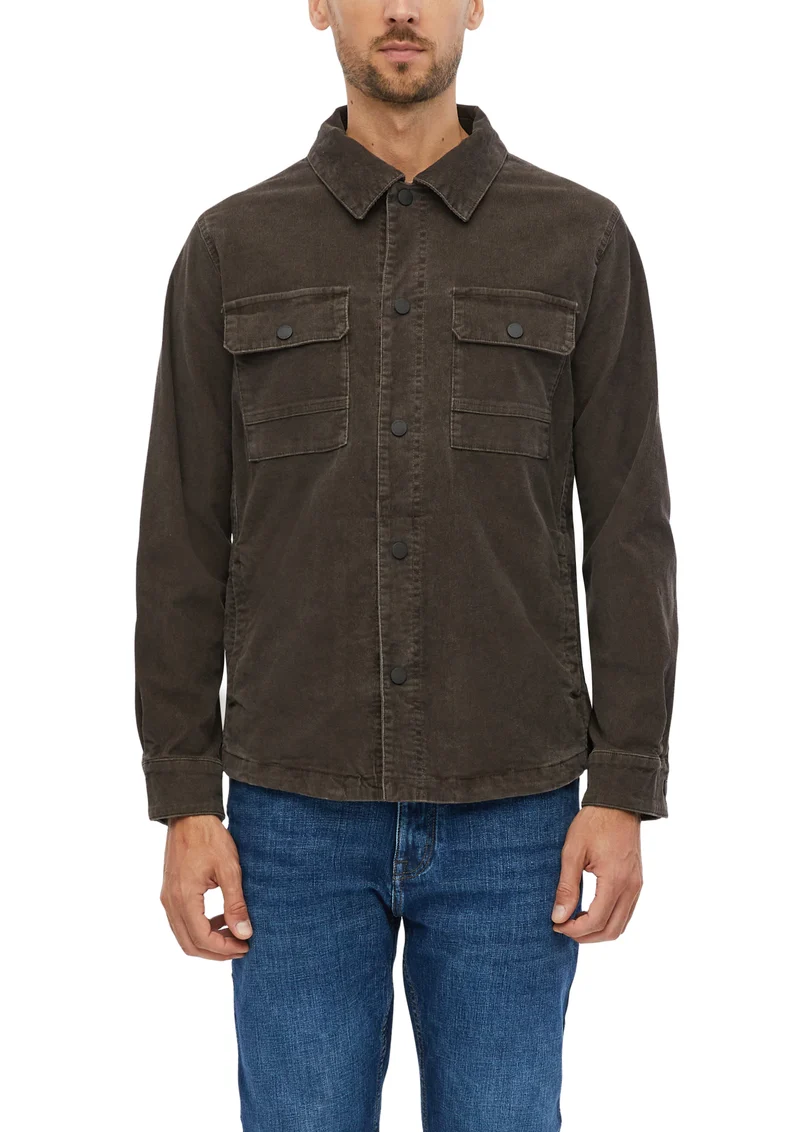 Cord-Overshirt mit Brusttaschen und Kentkragen