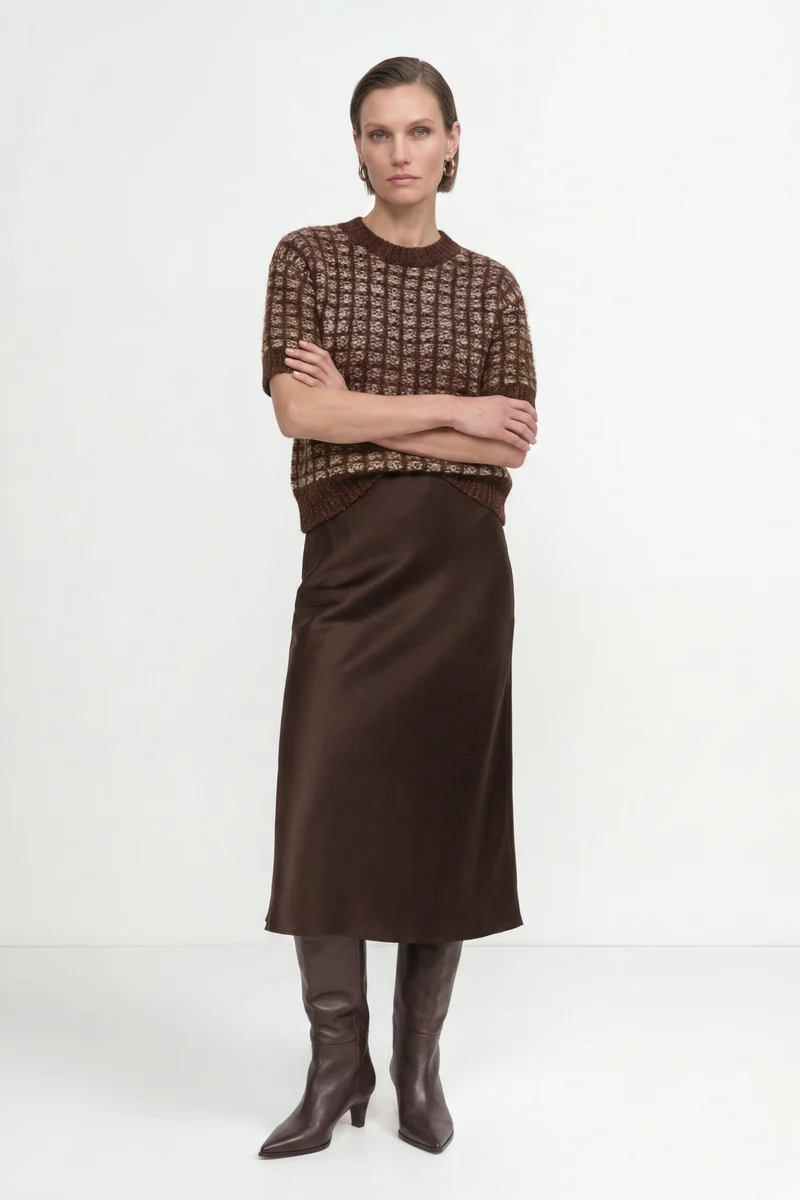 Boxy-Strickpullover mit Gitterstruktur und Metallic-Schimmer