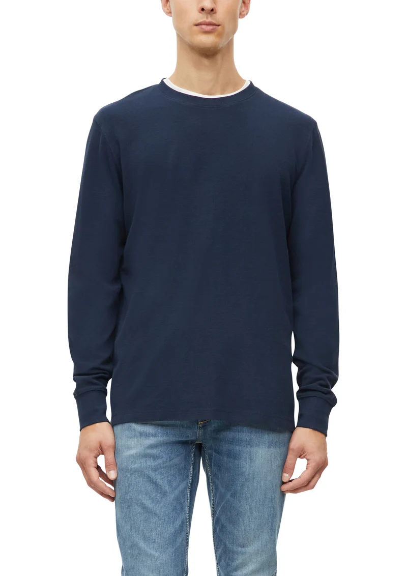 Langarmshirt aus Waffel-Jersey mit Rundhalsausschnitt
