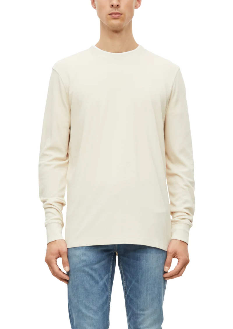 Langarmshirt aus Waffel-Jersey mit Rundhalsausschnitt