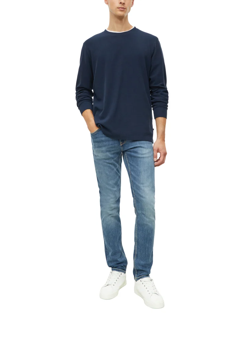 Langarmshirt aus Waffel-Jersey mit Rundhalsausschnitt