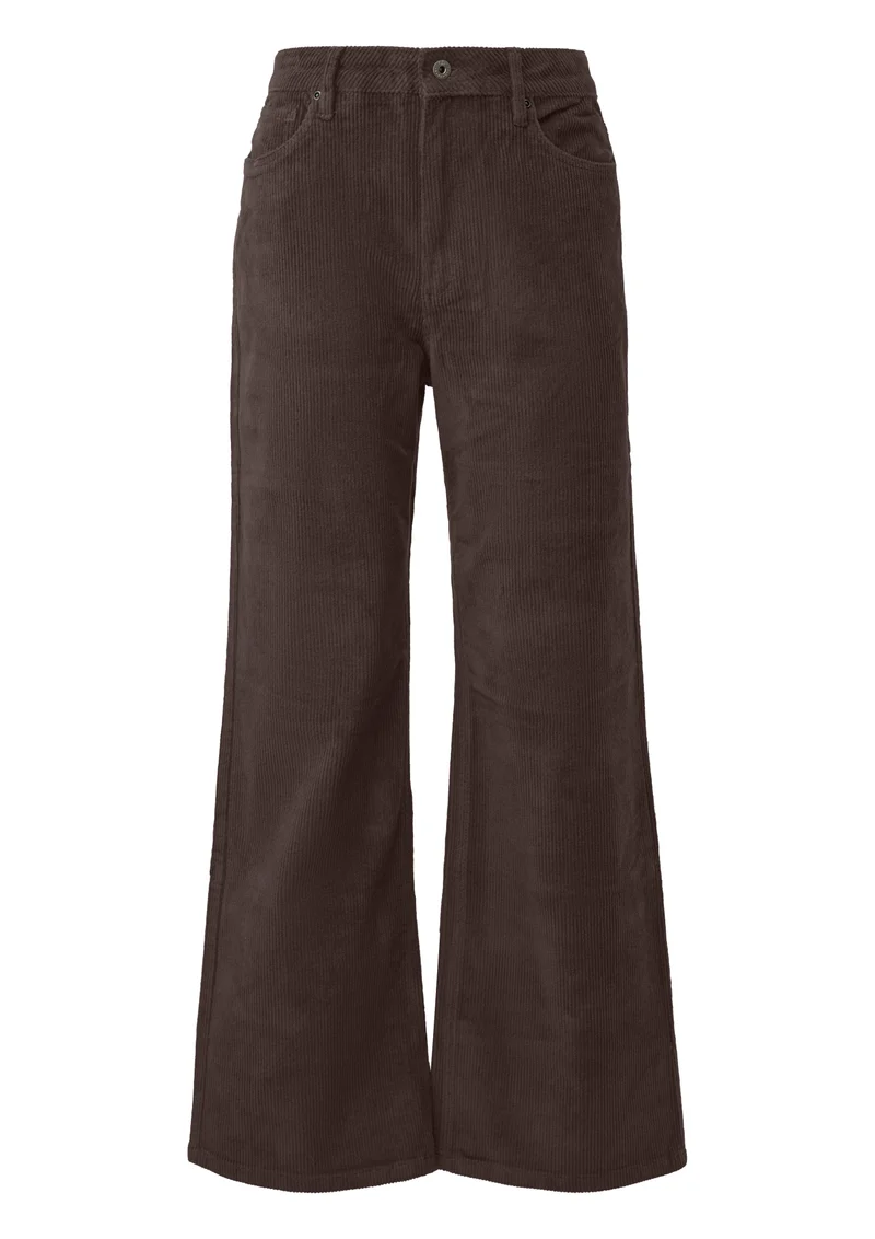 Cordhose mit Wide Leg und mittlerer Bundhöhe