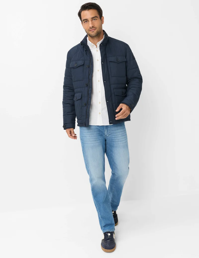 BRAX George Steppjacke mit Stehkragen und Strickeinsatz