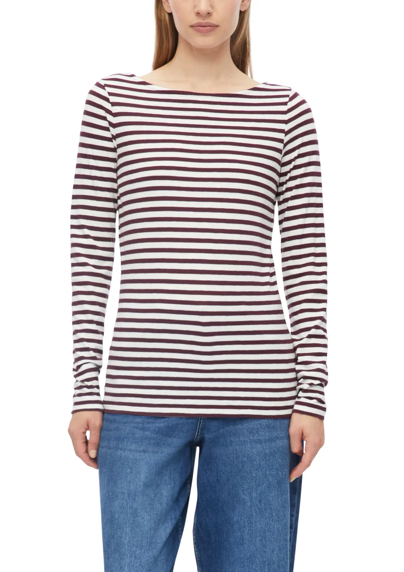 s.Oliver Langarmshirt aus Flammgarn-Jersey mit U-Boot-Ausschnitt