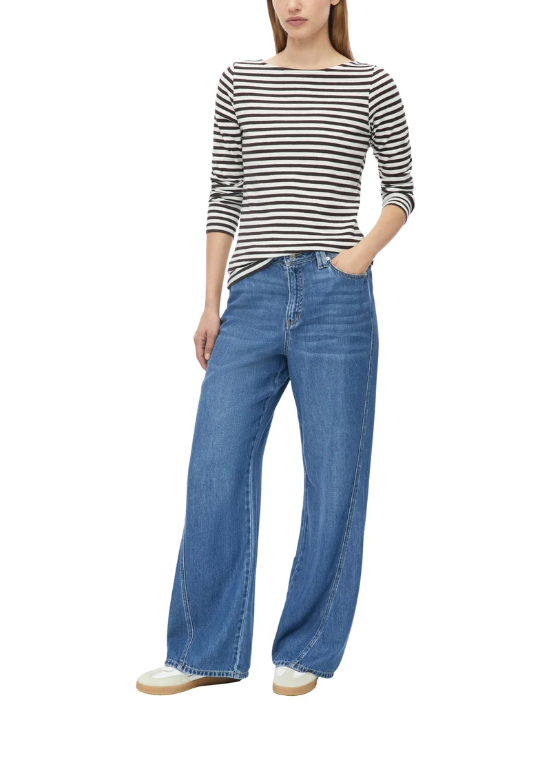 s.Oliver Langarmshirt aus Flammgarn-Jersey mit U-Boot-Ausschnitt