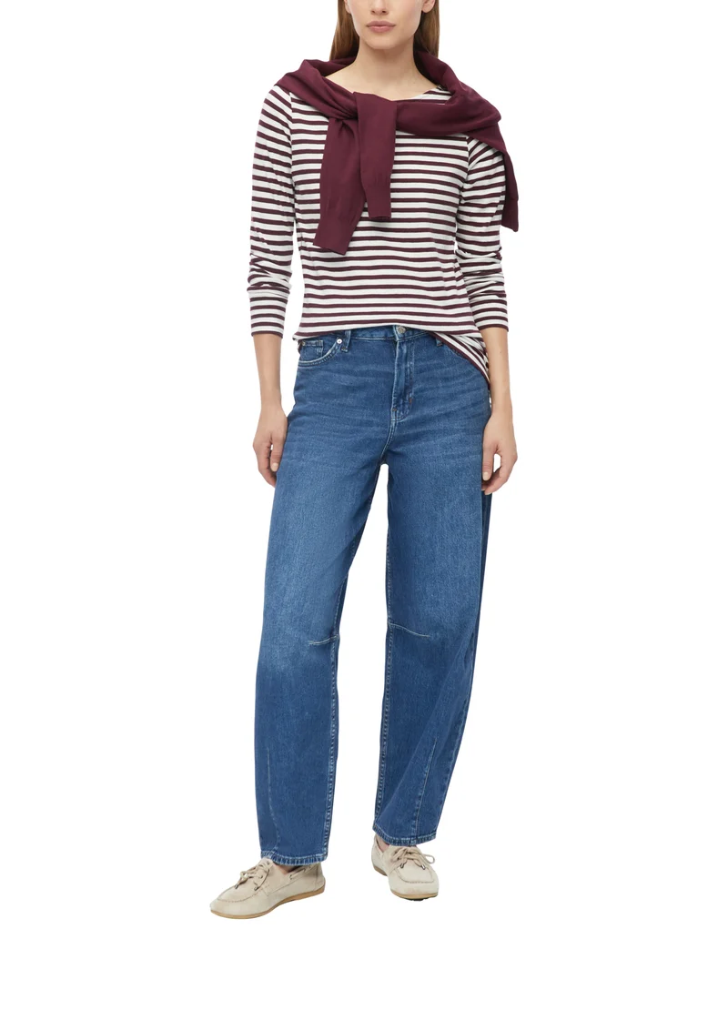 s.Oliver Langarmshirt aus Flammgarn-Jersey mit U-Boot-Ausschnitt