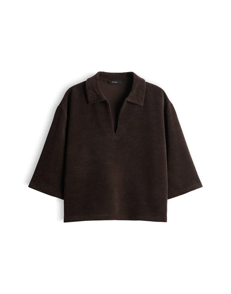 Gicky Polo-Sweat aus Cord mit 3/4-Arm
