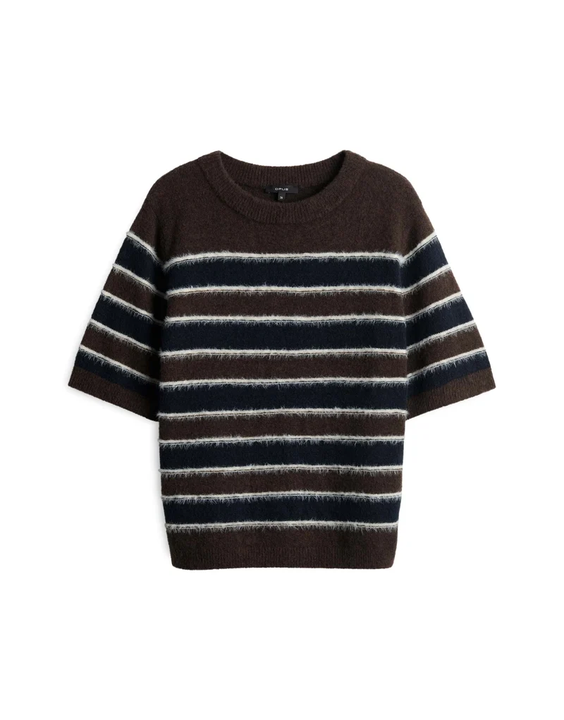 PIMOTA STRIPE Kurzarmpullover mit Streifen und Effektgarn