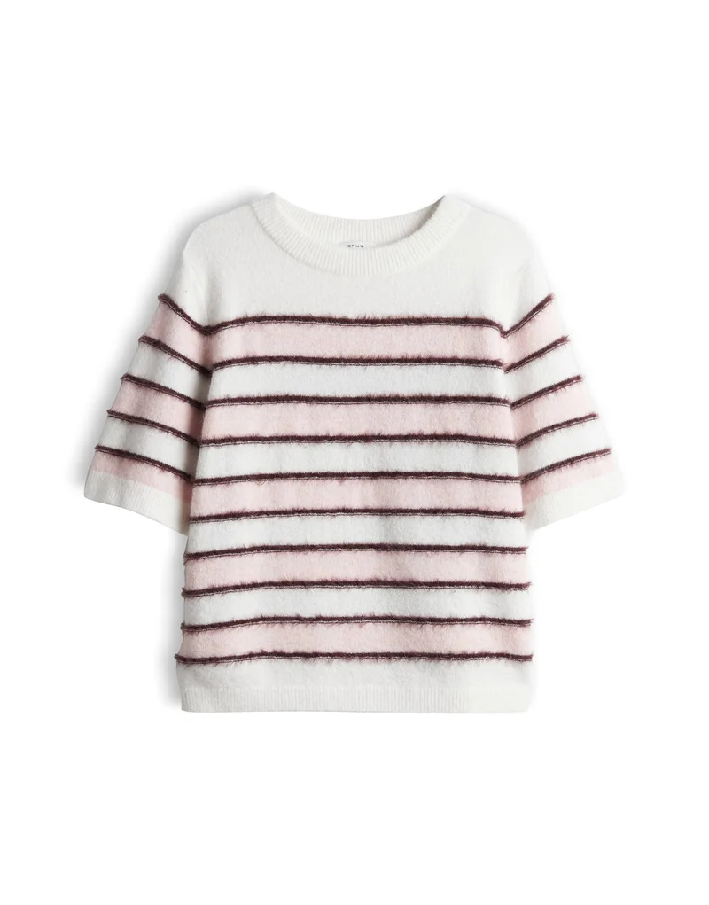 PIMOTA STRIPE Kurzarmpullover mit Streifen und Effektgarn