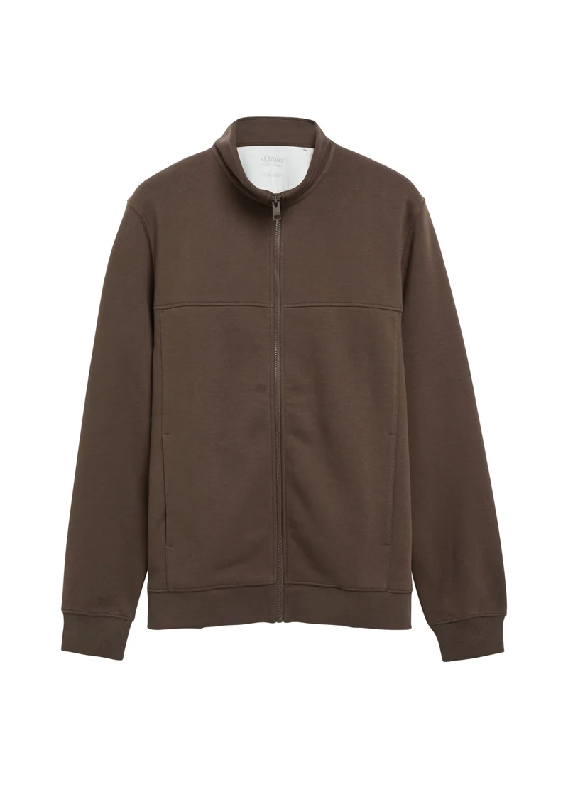 Sweatjacke mit Stehkragen in Regular Fit