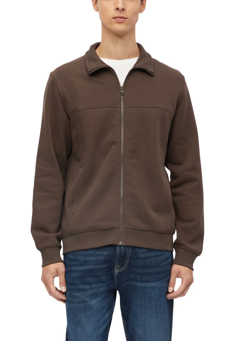 Sweatjacke mit Stehkragen in Regular Fit