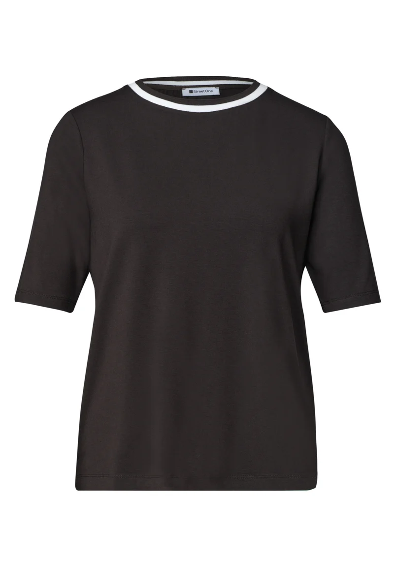 T-Shirt mit Rundhals und Kontrastdetail