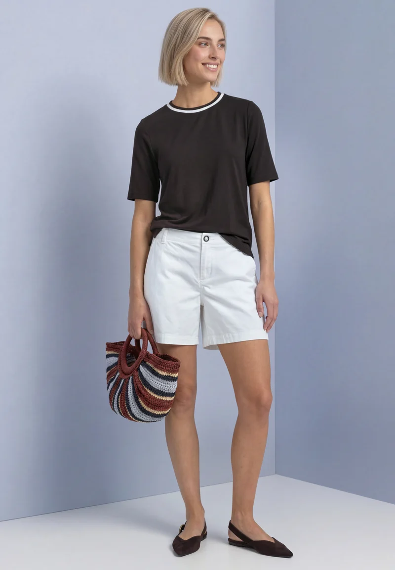 T-Shirt mit Rundhals und Kontrastdetail