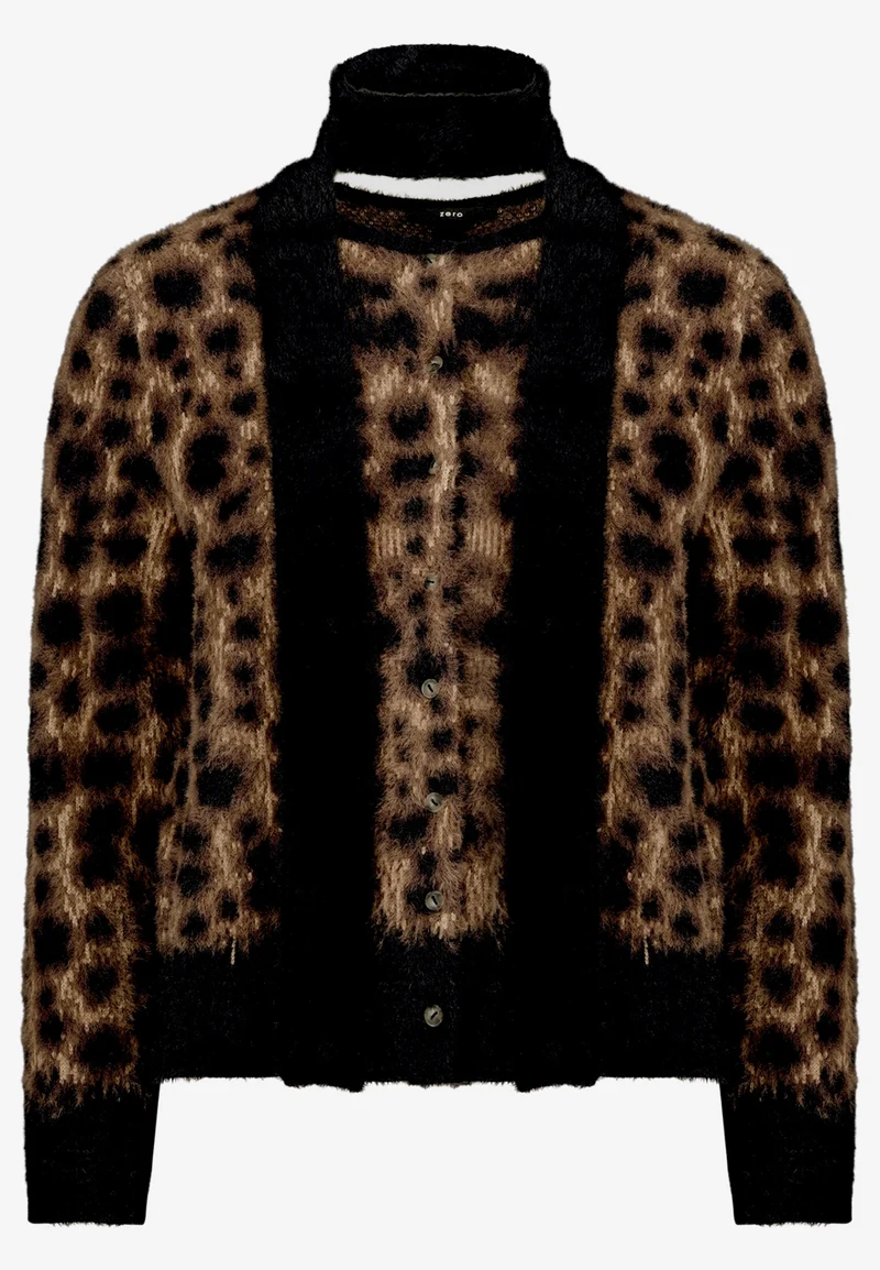 Leo-Strickjacke mit Schal