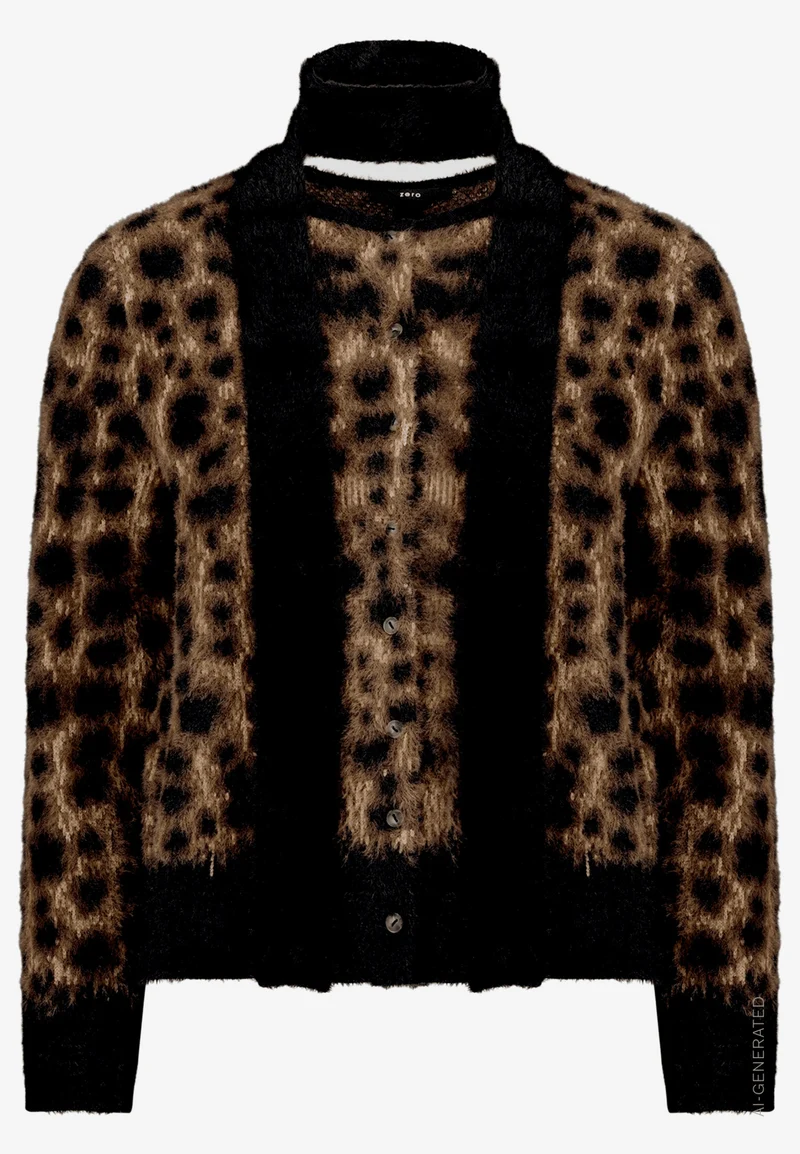 Leo-Strickjacke mit Schal