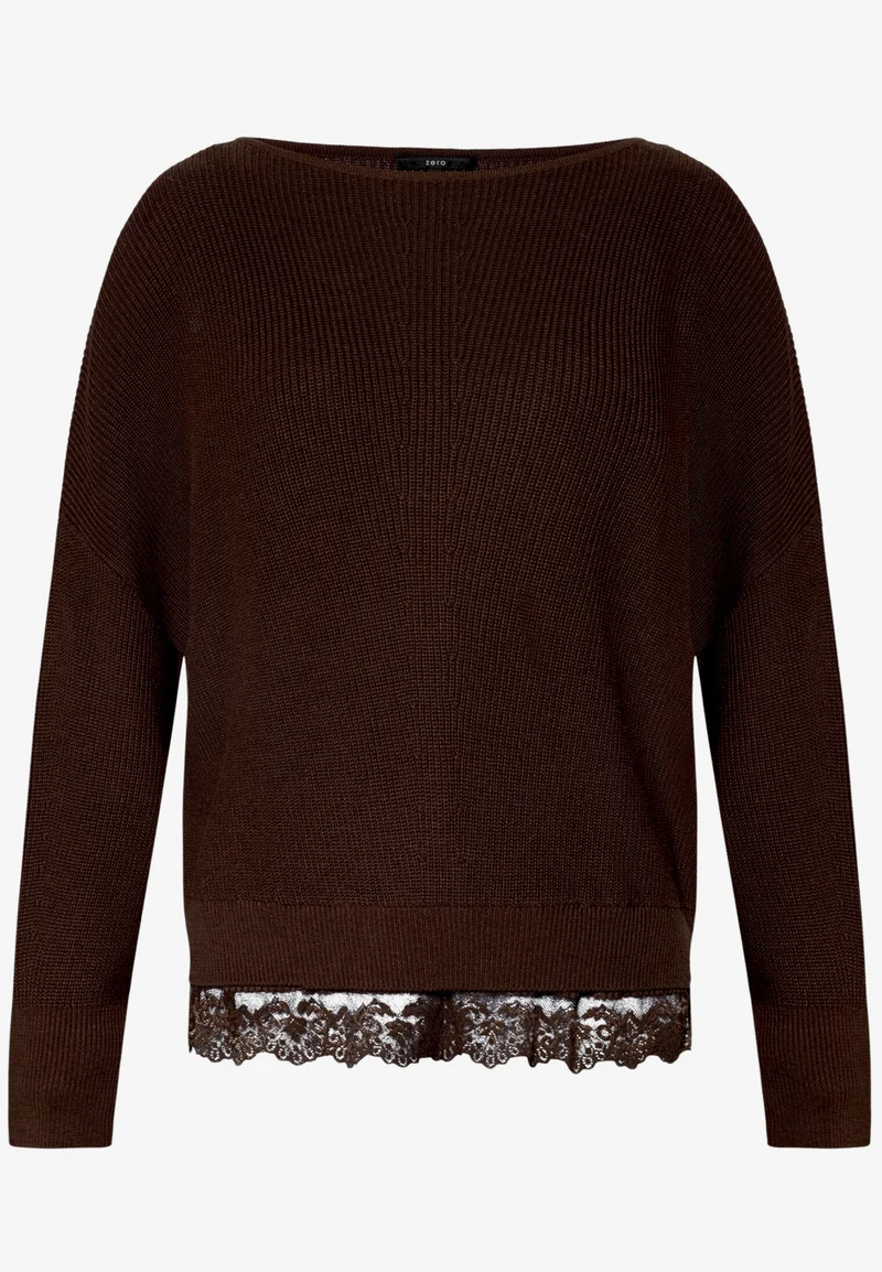 Strickpullover mit Spitzenkante