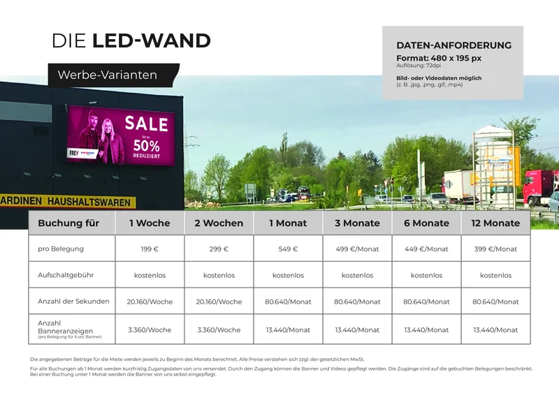 LED-Wand Werbefläche – Standort Cham