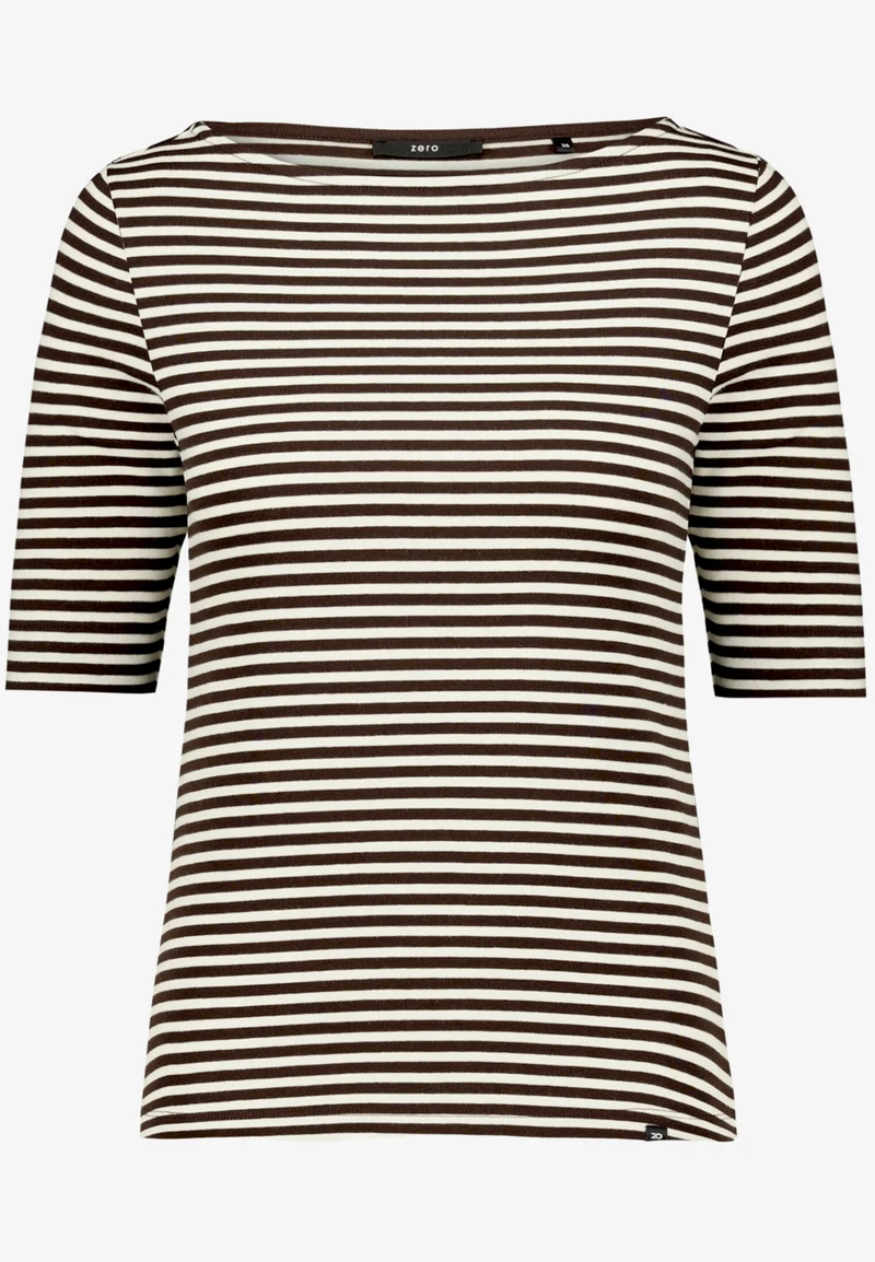 Ringelshirt mit U-Boot-Ausschnitt aus Baumwolle