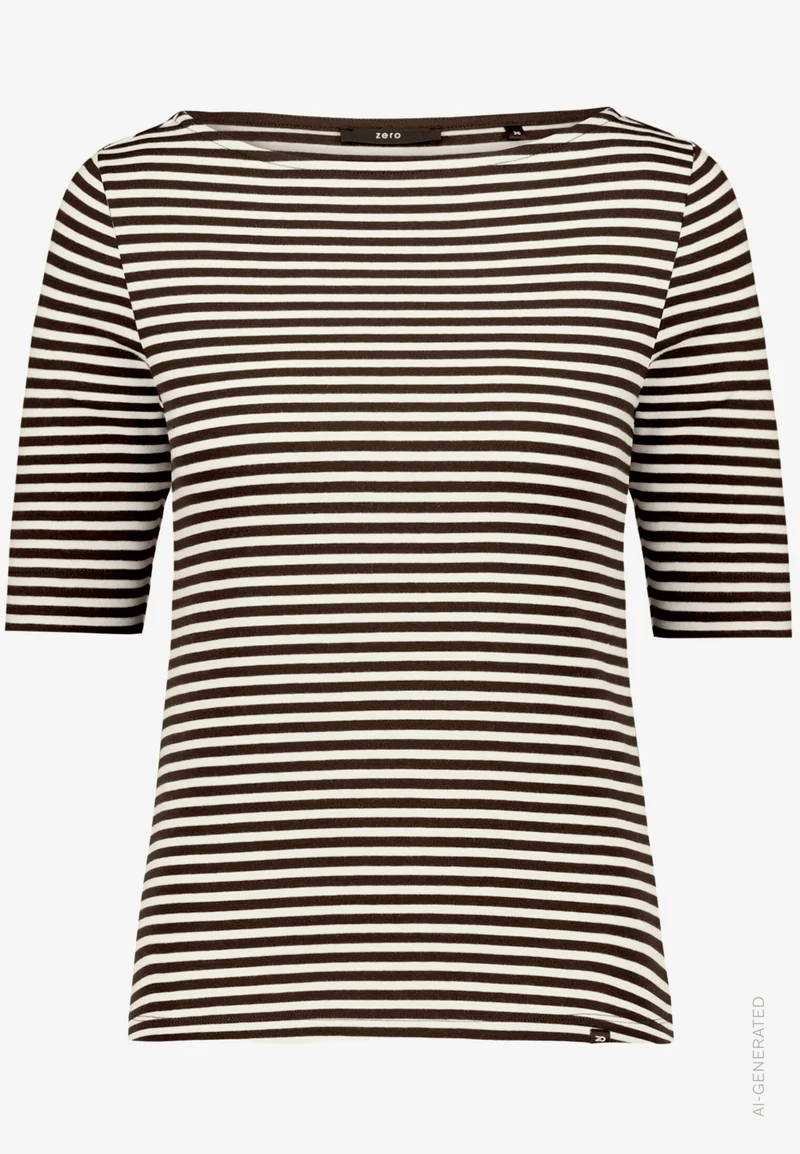 Ringelshirt mit U-Boot-Ausschnitt aus Baumwolle