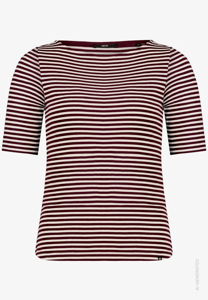 Ringelshirt mit U-Boot-Ausschnitt aus Baumwolle