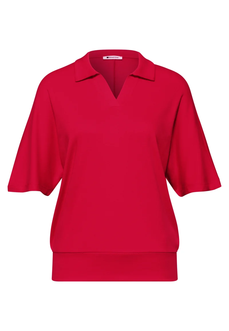 Dropped Shoulder Poloshirt mit Elastikbund