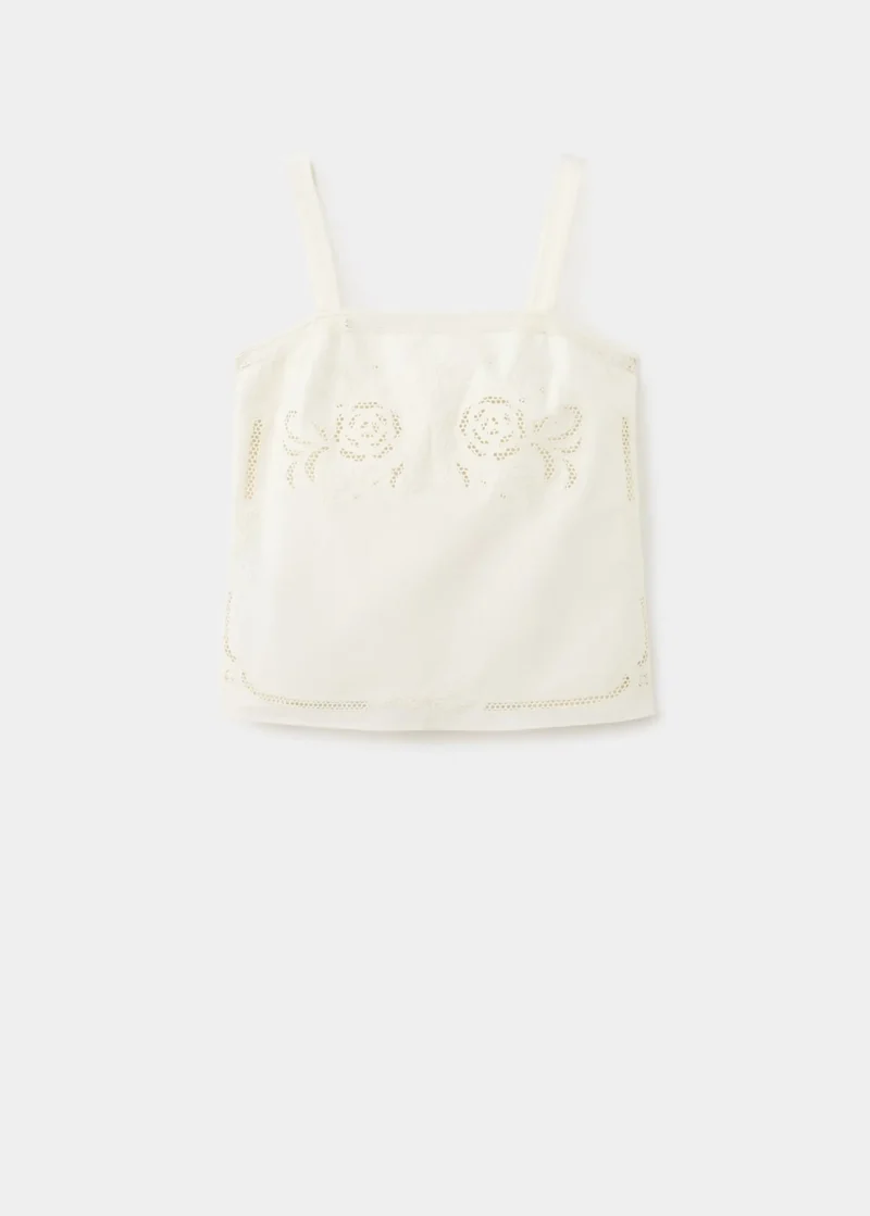 DARIA Top mit durchbrochenen Stickdetails
