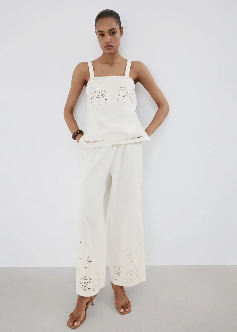 DARIA Top mit durchbrochenen Stickdetails