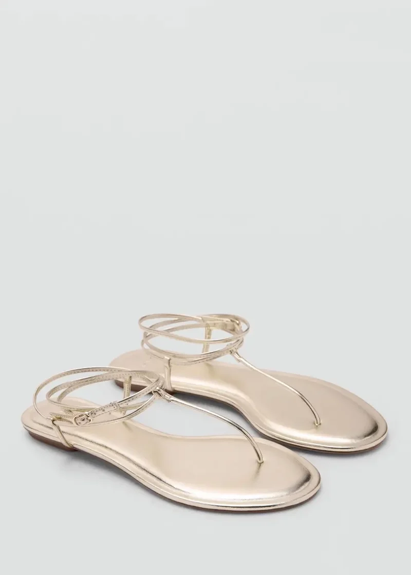 MINA Riemen-Sandale im Metallic-Look