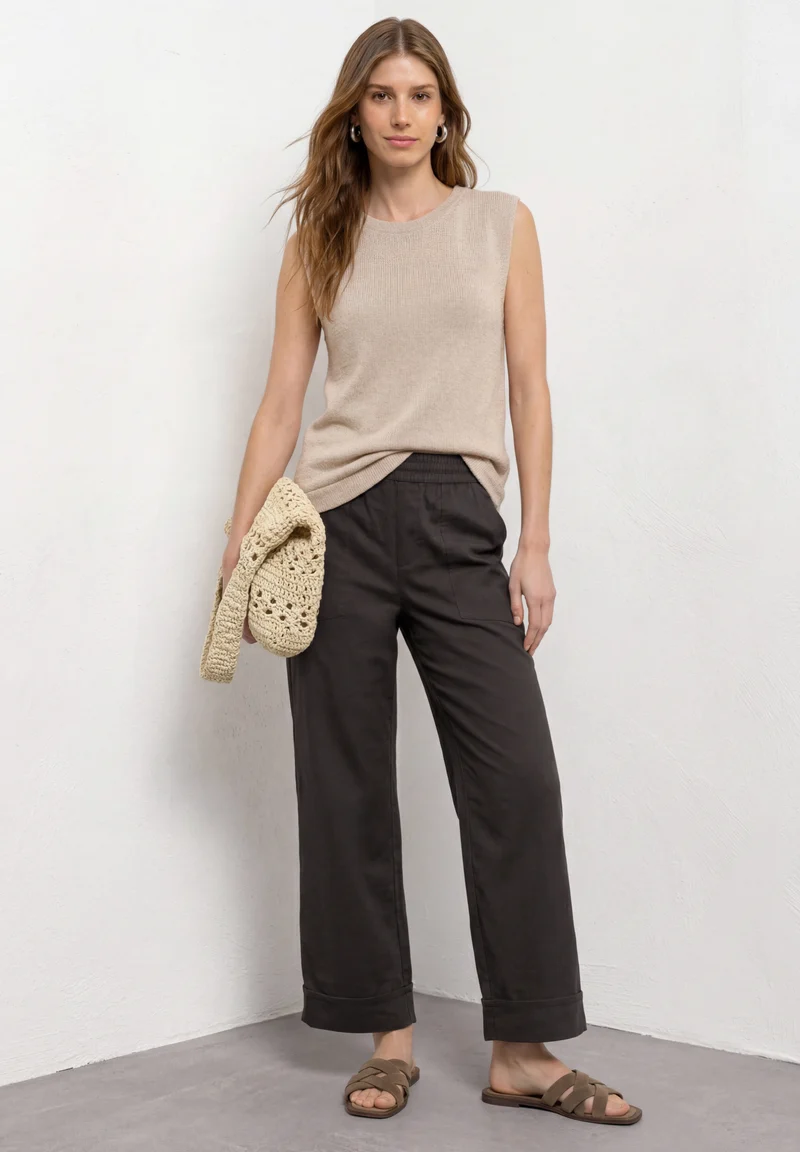 AMALIA Straight Leg Hose mit Turn-Up