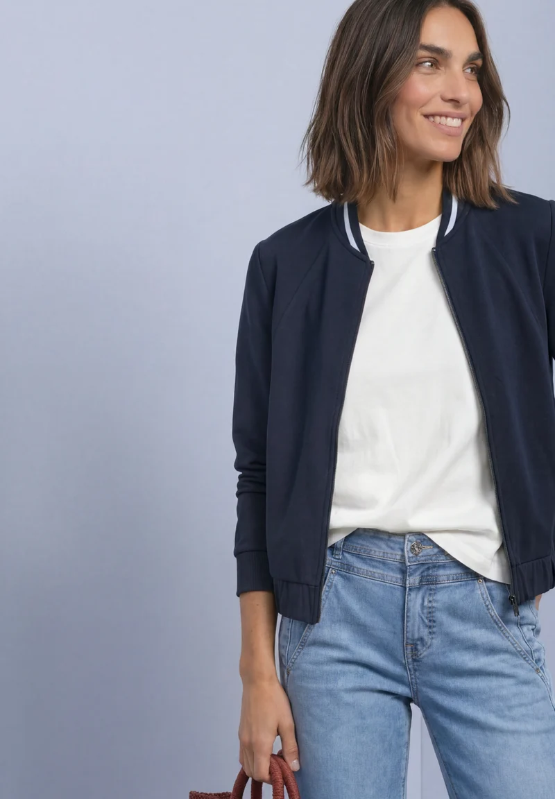 Leichte Jacke im Silk-Look mit Zipper