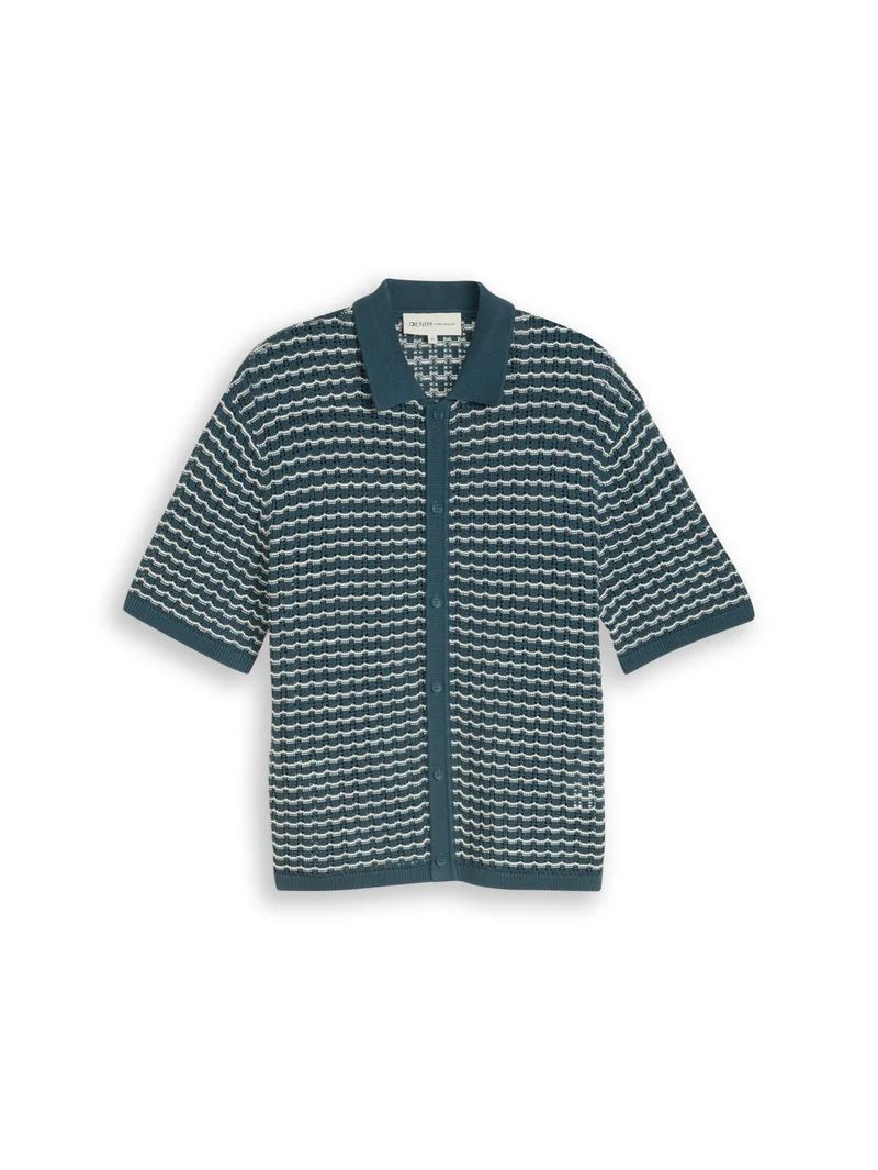 Strick-Poloshirt mit Lochmuster