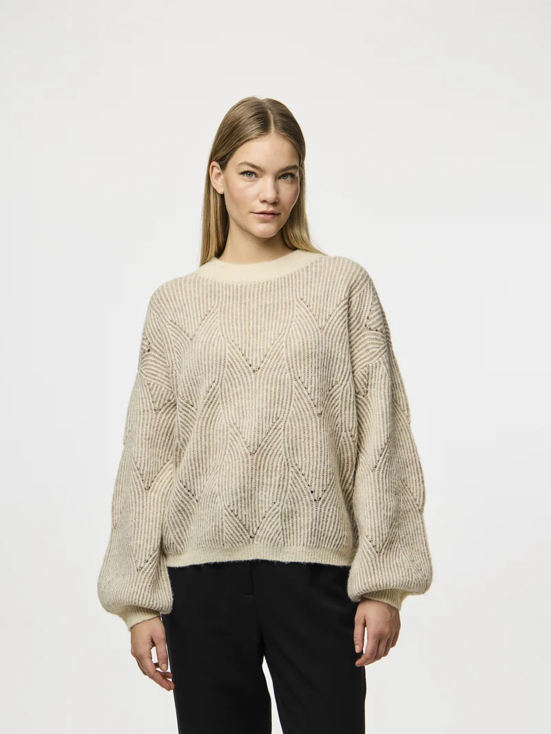 PCJENNA Strickpullover mit voluminösen Ärmeln