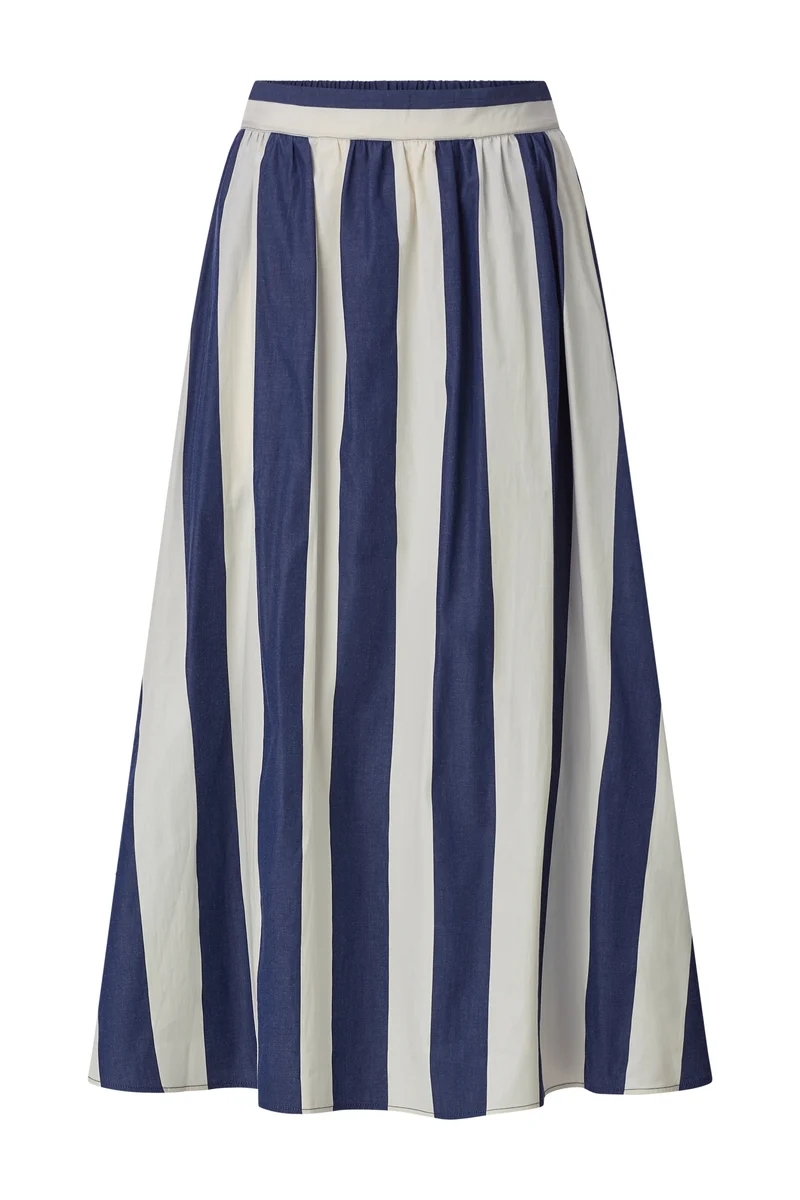 Cotton Striped Midi Skirt