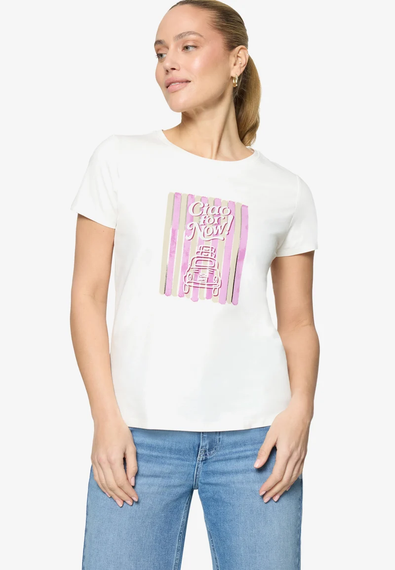 Print-T-Shirt mit Glitzerdetails