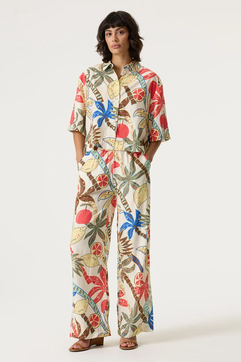 Wide-Leg Hose mit Allover-Print