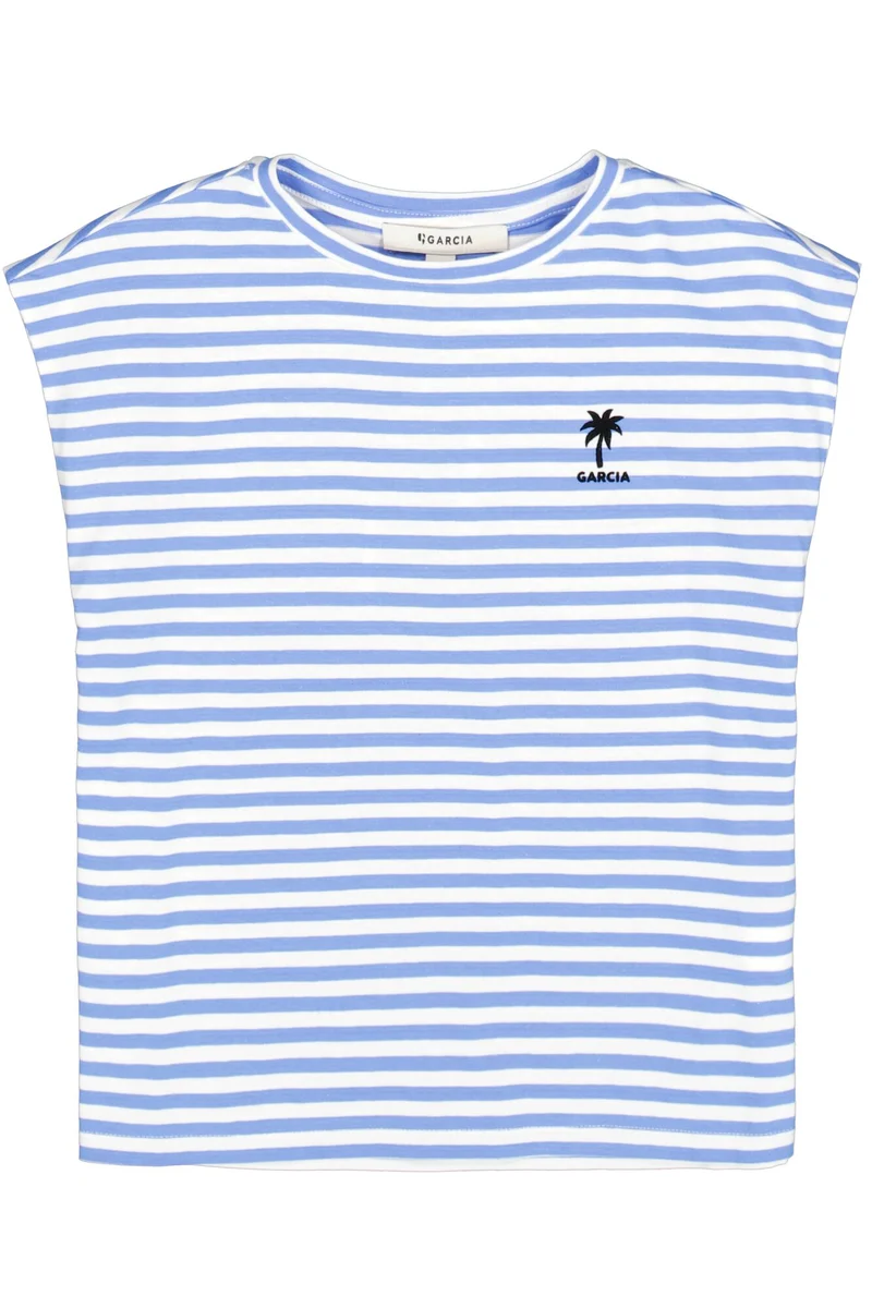 Gestreiftes T-Shirt mit Brustdruck