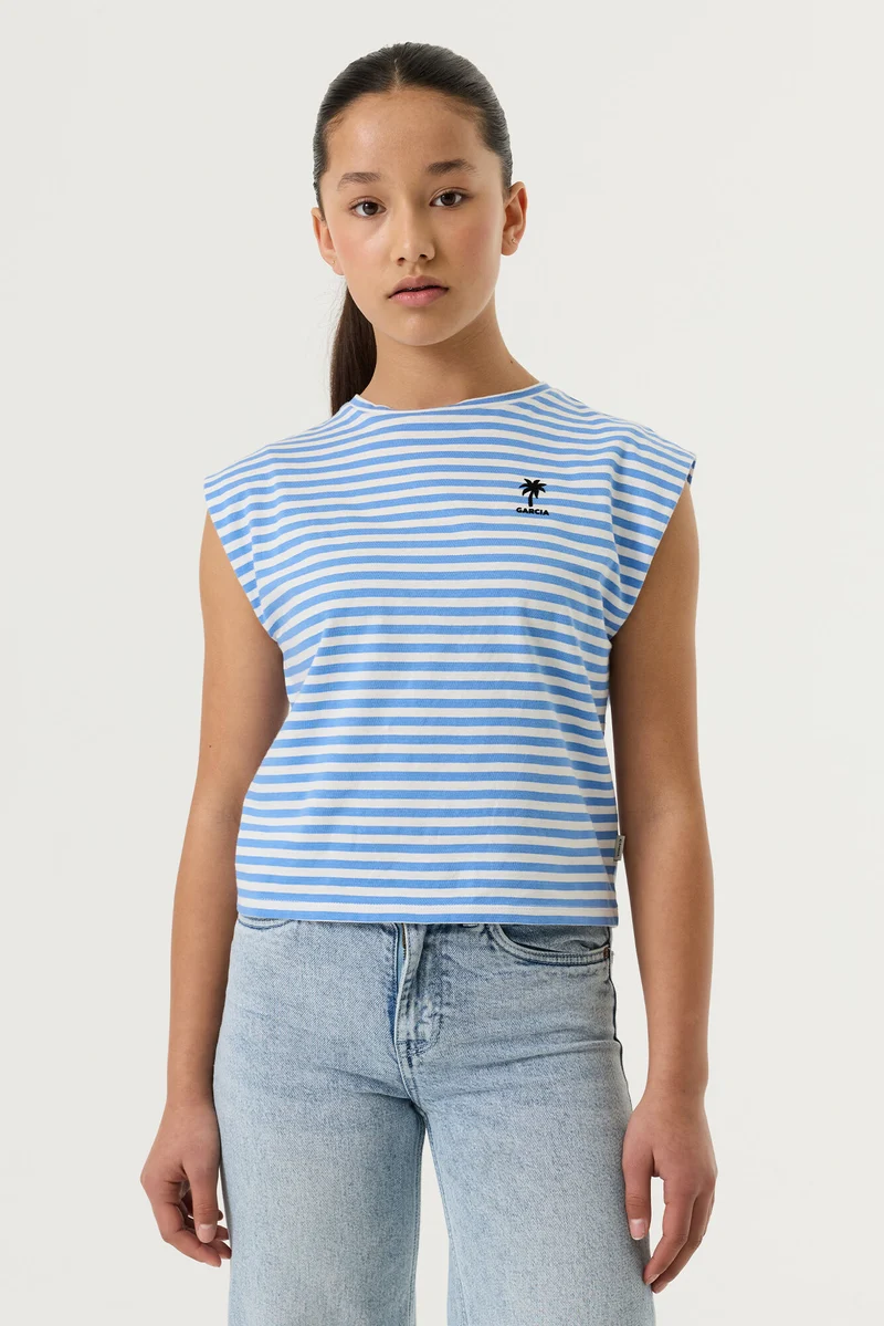Gestreiftes T-Shirt mit Brustdruck