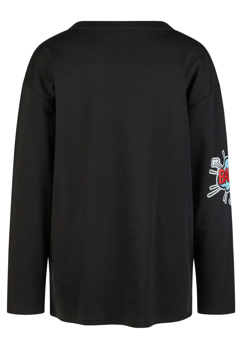 Sweatshirt mit Retro-Badges und Punto-di-Roma-Wirkware
