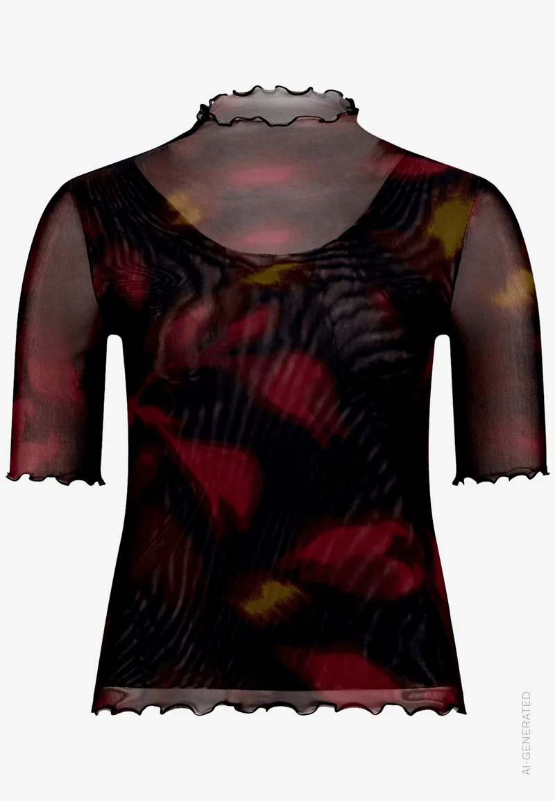 Mesh-Shirt mit Blumenprint