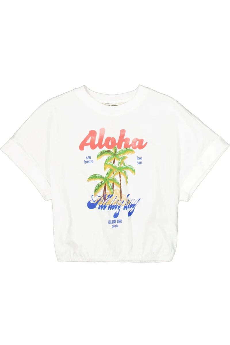 Cropped T-Shirt mit Brustdruck