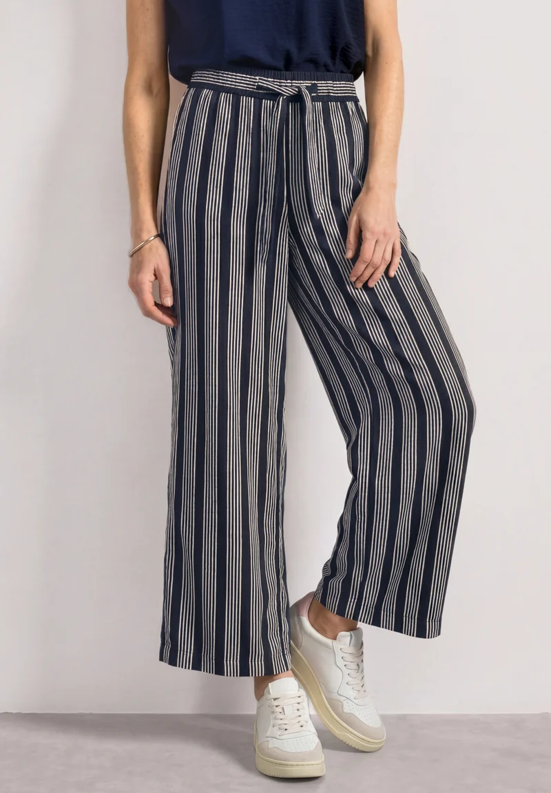 EMEE Wide-Leg-Hose mit Streifenmuster