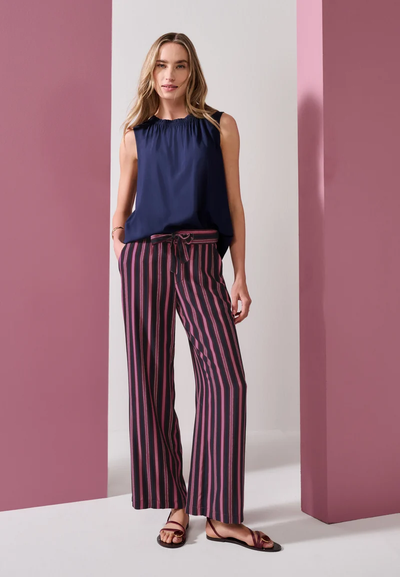 EMEE Wide-Leg-Hose mit Streifenmuster