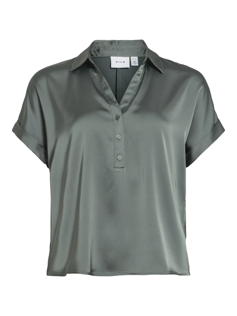 RAVENNA Satin-Bluse mit V-Ausschnitt